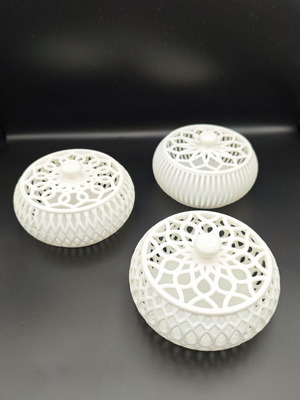 Jewelry boxes set of 3 new, white with perforated designs
