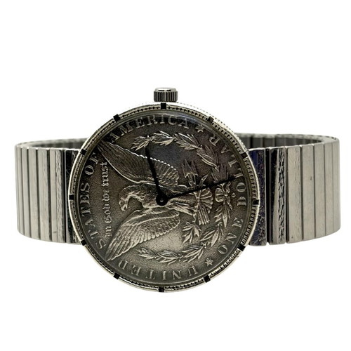 Ρολόι HENO Watch vintage 1960s με ασημένιο δολάριο σαν καινούργιο