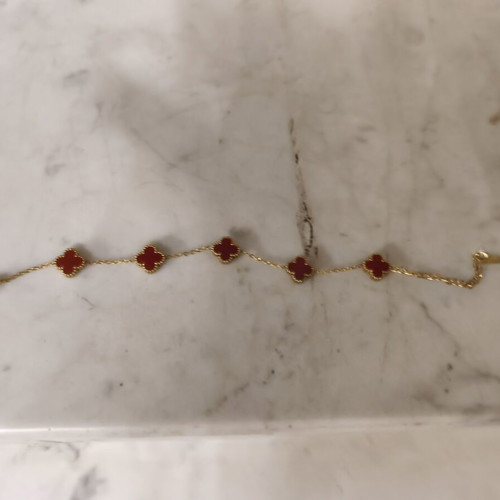Bracelet stainless steel new, red and gold