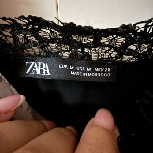 Zara midi slip dress with daisy print and black lace