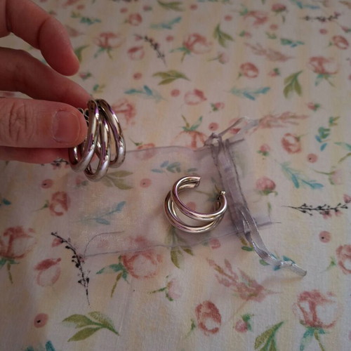 Earrings new, stainless steel, gray