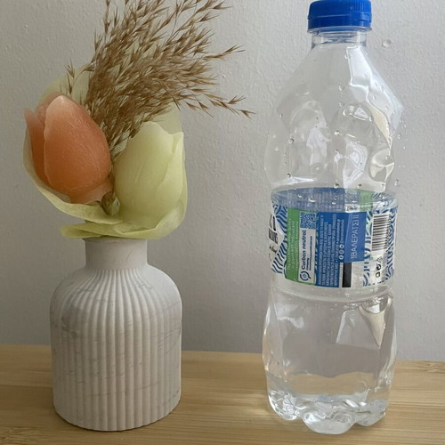 Plaster vase with two candles handmade