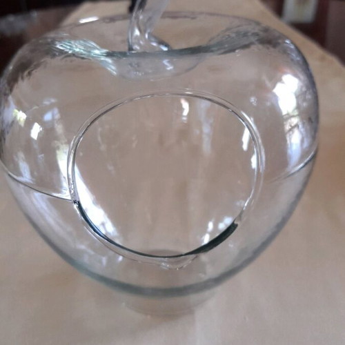Glass Apple bowl 17x23cm new with hole for decoration