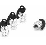 Valve caps grenade shape silver 4pcs new