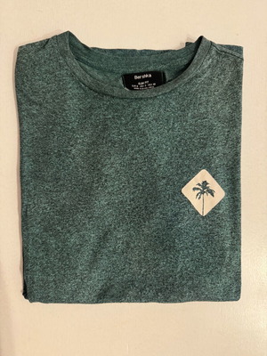 Bershka Men's Short-Sleeve T-Shirt Used Dark Green