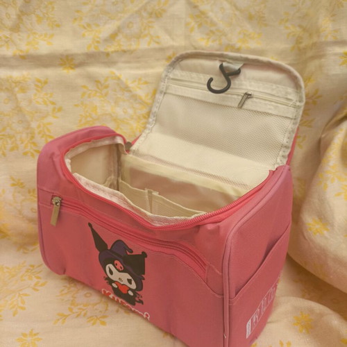 Kuromi Sanrio Hello Kitty Travel Cosmetic Bag new, pink with many compartments
