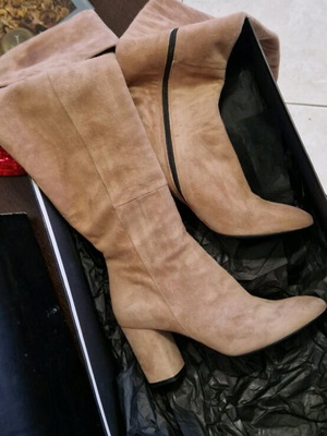 Vero Cuio Over Knees Boots Like New Size 39 Beige Leather