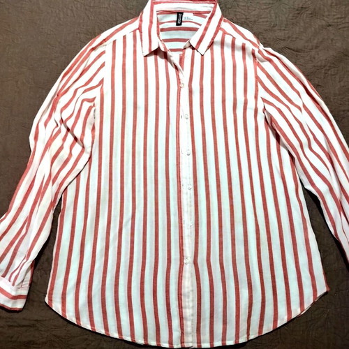 H&M women's striped shirt, white and red, size M