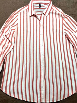 H&M women's striped shirt, white and red, size M