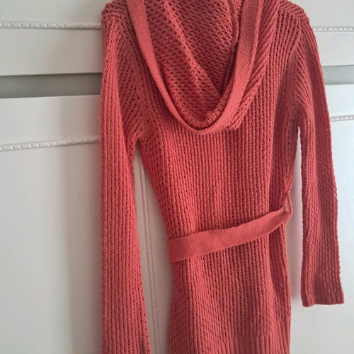 Cardigan with hood in coral color like new