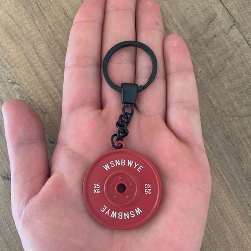 Metal keychain gym weight plate new