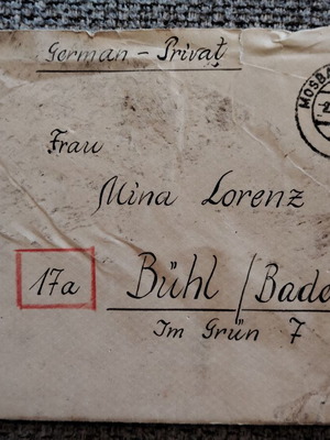 Επιστολή Γερμανία κατοχή συμμάχων 1946 Mosbach Baden καινούργια