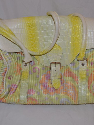 Collectible Croco TR Leather and Fabric Shoulder Bag like new
