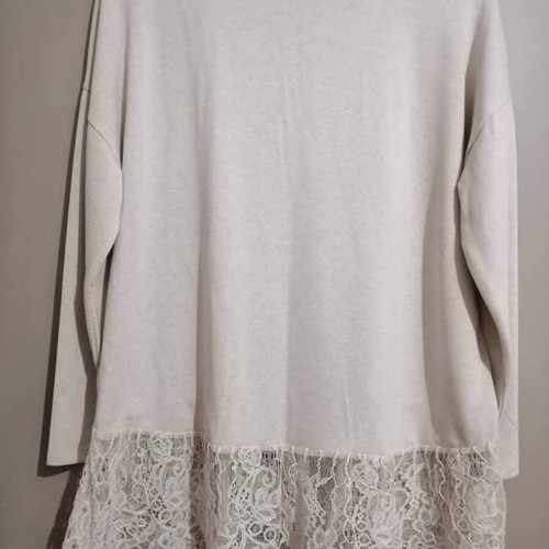 Beige pullover with lace L new, unworn