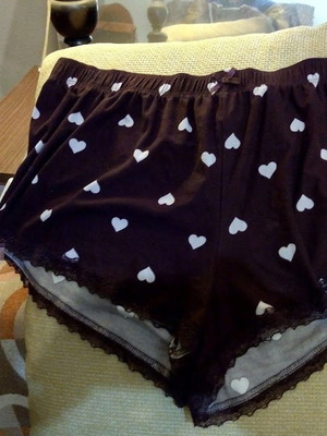 Love Lounge Dark Brown Heart-Print Lounge Shorts like new, size S