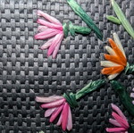 Shoulder bag new with embroidered flowers in black color