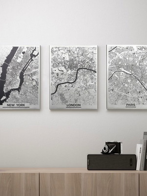Decorative canvas prints like new with New York, London, Paris maps