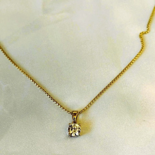 Minimal pendant with sparkling rhinestone and two gold chains, new