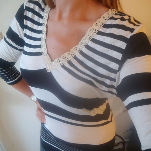 Lemon dress new striped black and white asymmetrical Greek design