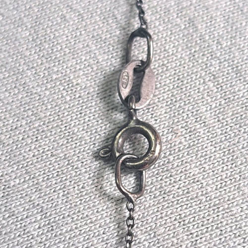 Necklace with pink zircon in oxidized 925 silver like new, minimal