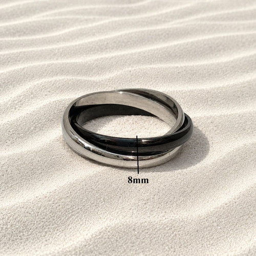 Trivero ring made of stainless steel, new, black and silver