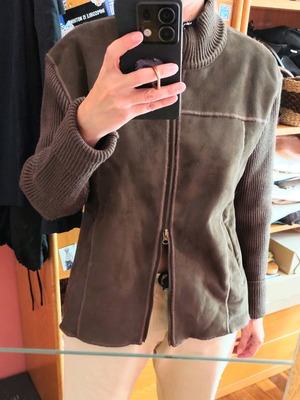 Jacket with faux fur lining brown, like new, size M/L