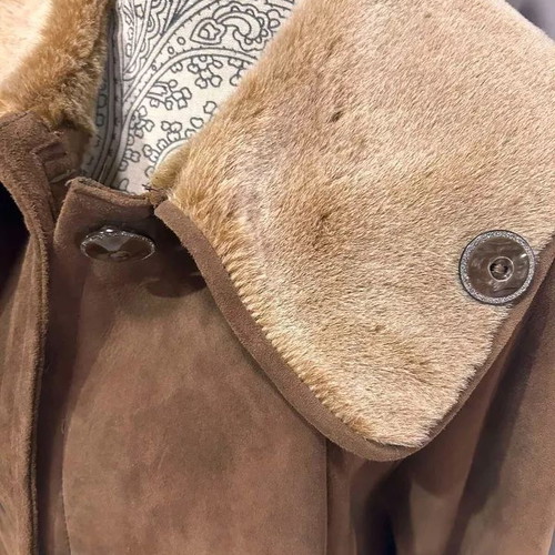 Vintage Genuine Brown Sheepskin Women's Coat Raverdo like new, XL