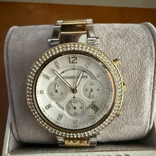 Michael Kors Parker Chronograph watch like new, women's, silver