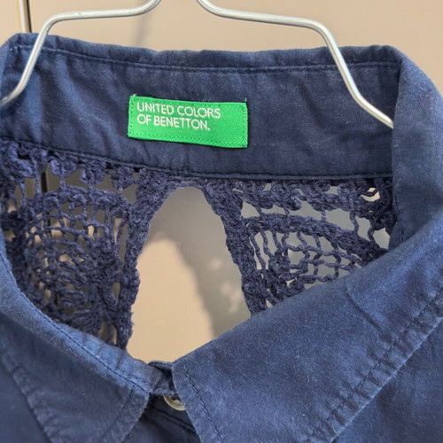 Benetton women's shirt like new, blue, cotton, sizes S and M