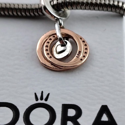 Pandora Family Circles Dangle Charm S925 ALE Rose Gold and Silver