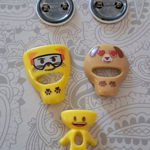 Emoji pins and figure used, set