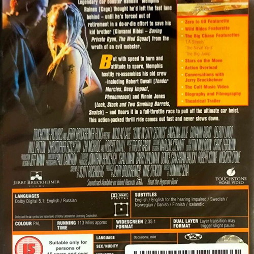Gone in 60 Seconds DVD action movie with Nicolas Cage and Angelina Jolie, sealed