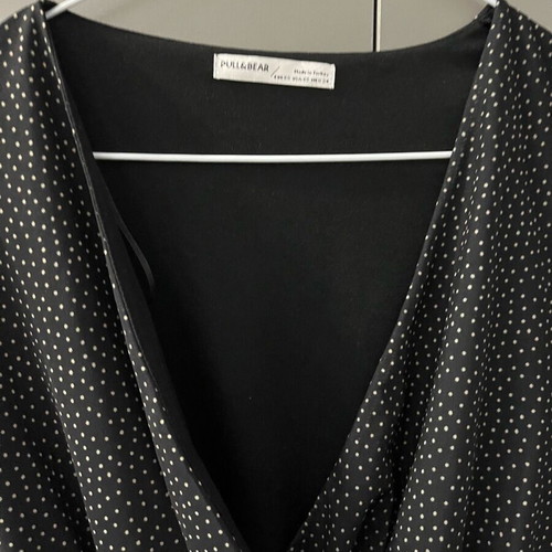 Black polka dot dress with transparent sleeves like new, size XS