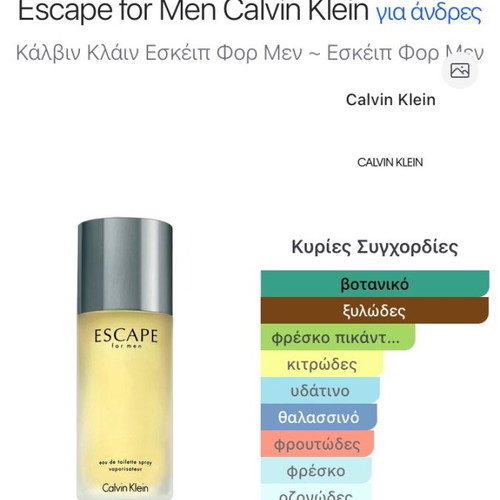 Calvin Klein Escape for Men 1993 Eau de Toilette 100ml new, original