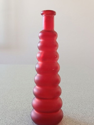 Decorative vase used, dark red, height 17.5 cm