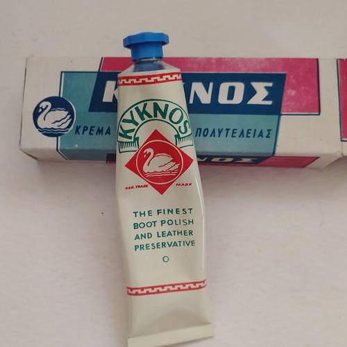 Kyknos vintage boot polish cream, blue, collectible
