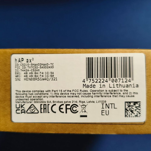 MikroTik C52iG-5HaxD2HaxD-TC hAP ax² Wi-Fi 6 RouterOS L4 new
