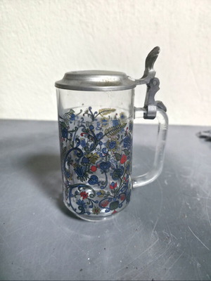 Vintage beer glass used, made in France 1975