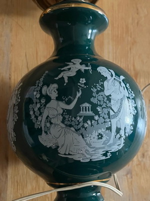 Lamp base faience Austria used with ancient Greek motif