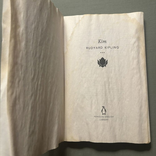 Kim by Rudyard Kipling used book with water-stained pages