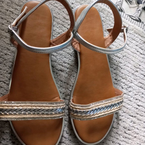Silver women's sandals size 41 like new