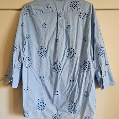 Zara oversized blouse with cutout embroidery, blue, size S