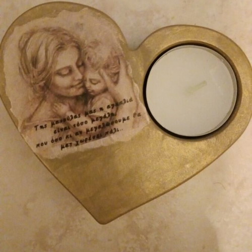 Handmade plaster candle holder gift for mom