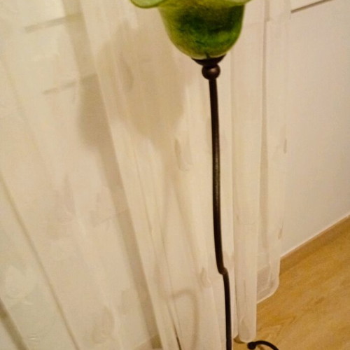 Candlestick floor standing with blown glass, like new