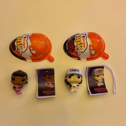 2 Kinder Joy Stranger Things Funko Pop Figures Erica and Dustin like new