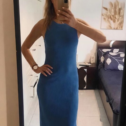 Pink Woman summer blue ruan dress, like new, size S