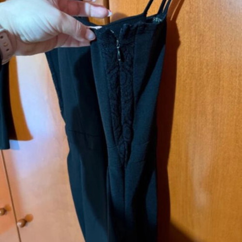 Black jumpsuit with side lace and zipper, one size