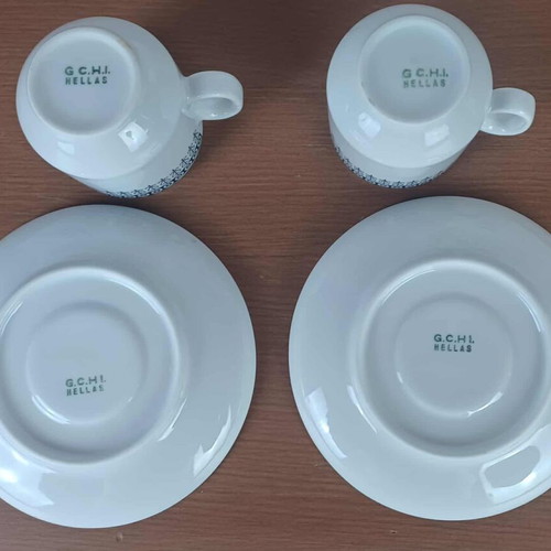 GCHL HELLAS cups with saucers used, set of 2