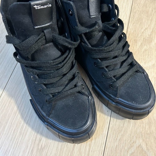 Tamaris canvas boots like new, black, size 37