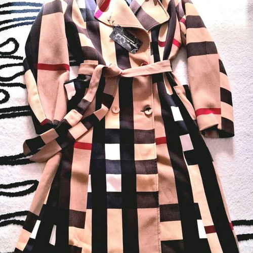 All of you checked coat 100% cotton new with belt size M